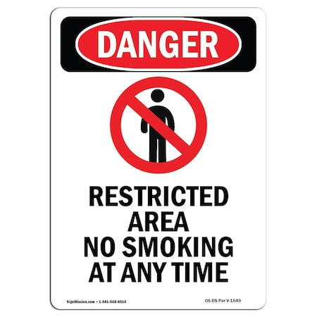 Signmission Safety Sign, OSHA Danger, 14" Height, Restricted Area No, Portrait OS-DS-D-1014-V-1549